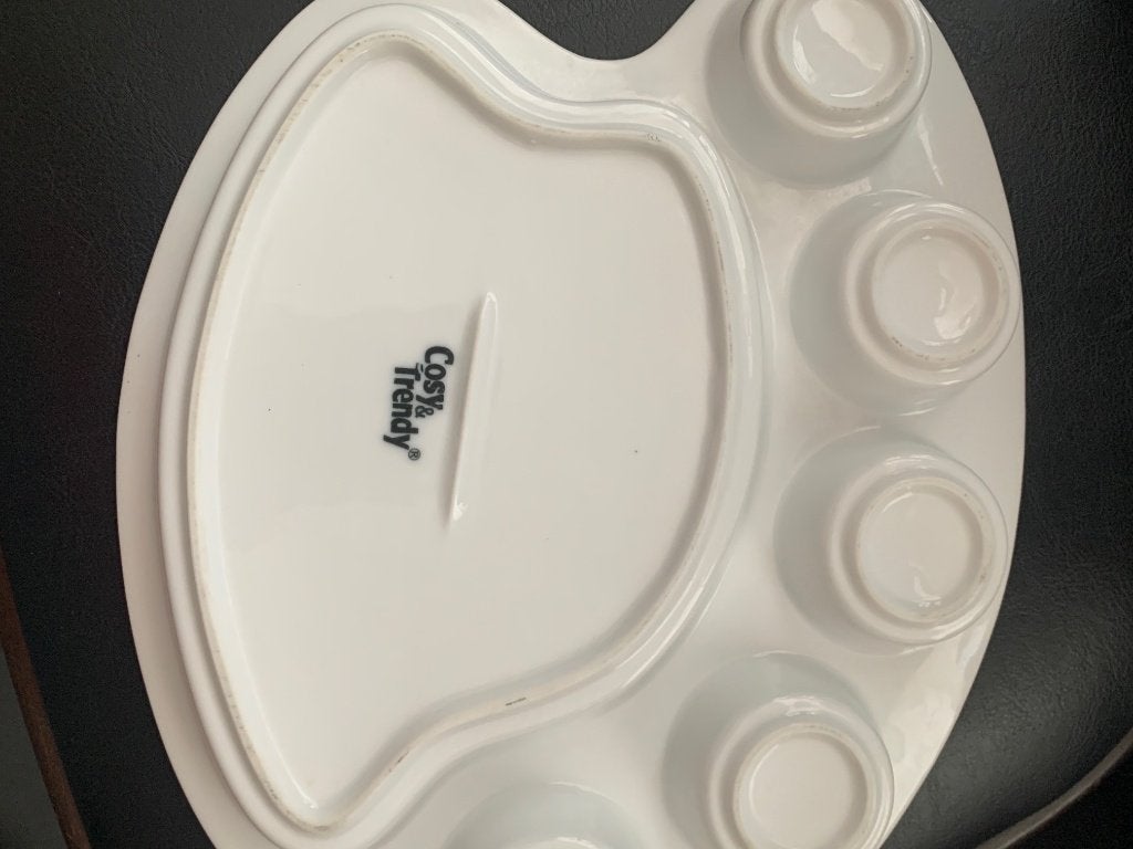 Set van 4 Cosy & Trendy fondueborden - 5 vakken, Gebruikt, Overige merken, Keramiek, Landelijk/Boerenbont