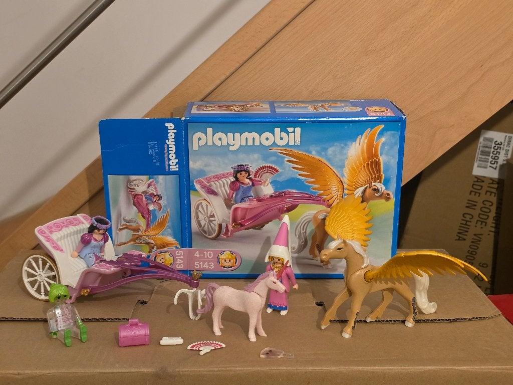 Playmobil 5143 - Carrosse avec Pégase + bonus + Boîte, Enfants & Bébés, Utilisé, Princess, Figurines, Kit complet