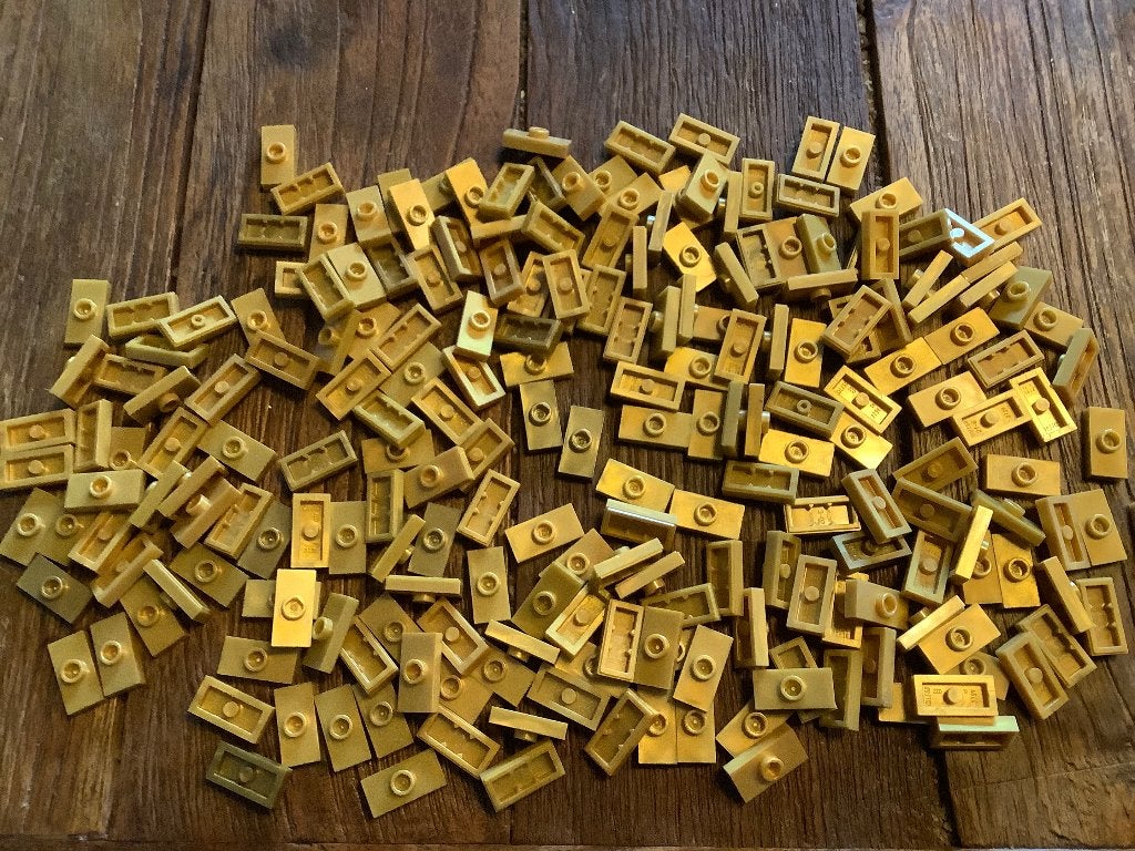 Lego plaatjes 1x2 goud jumper 219 stuks / 97-80, Enlèvement ou Envoi, Comme neuf, Briques en vrac, Lego