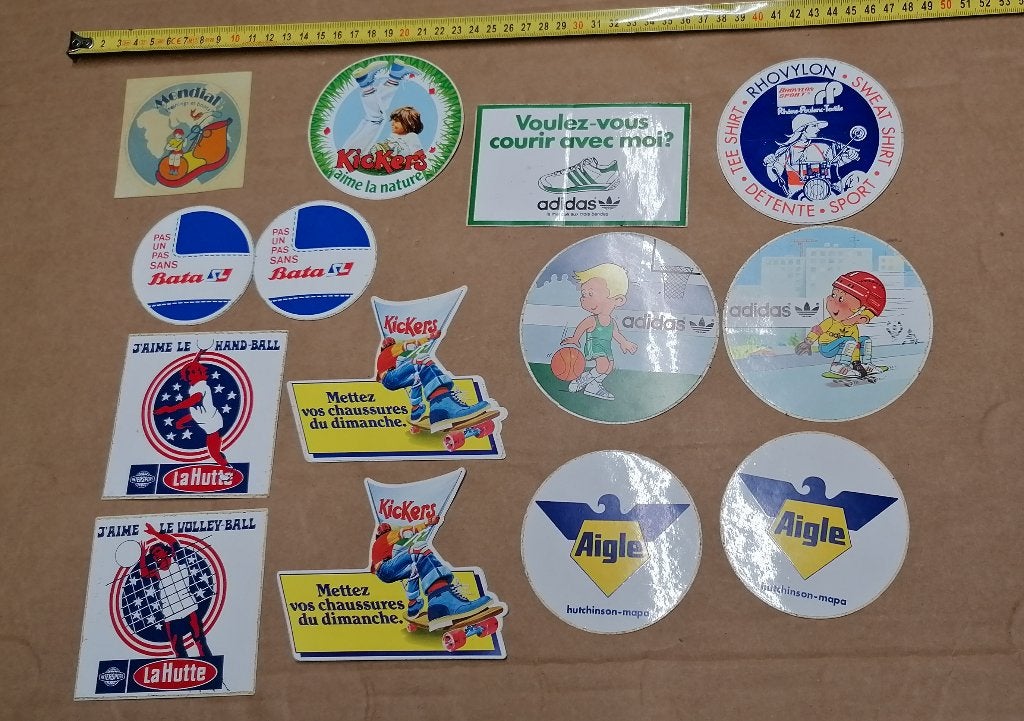 Vintage stickerset voor retro reclame, Verzenden, Zo goed als nieuw, Merk