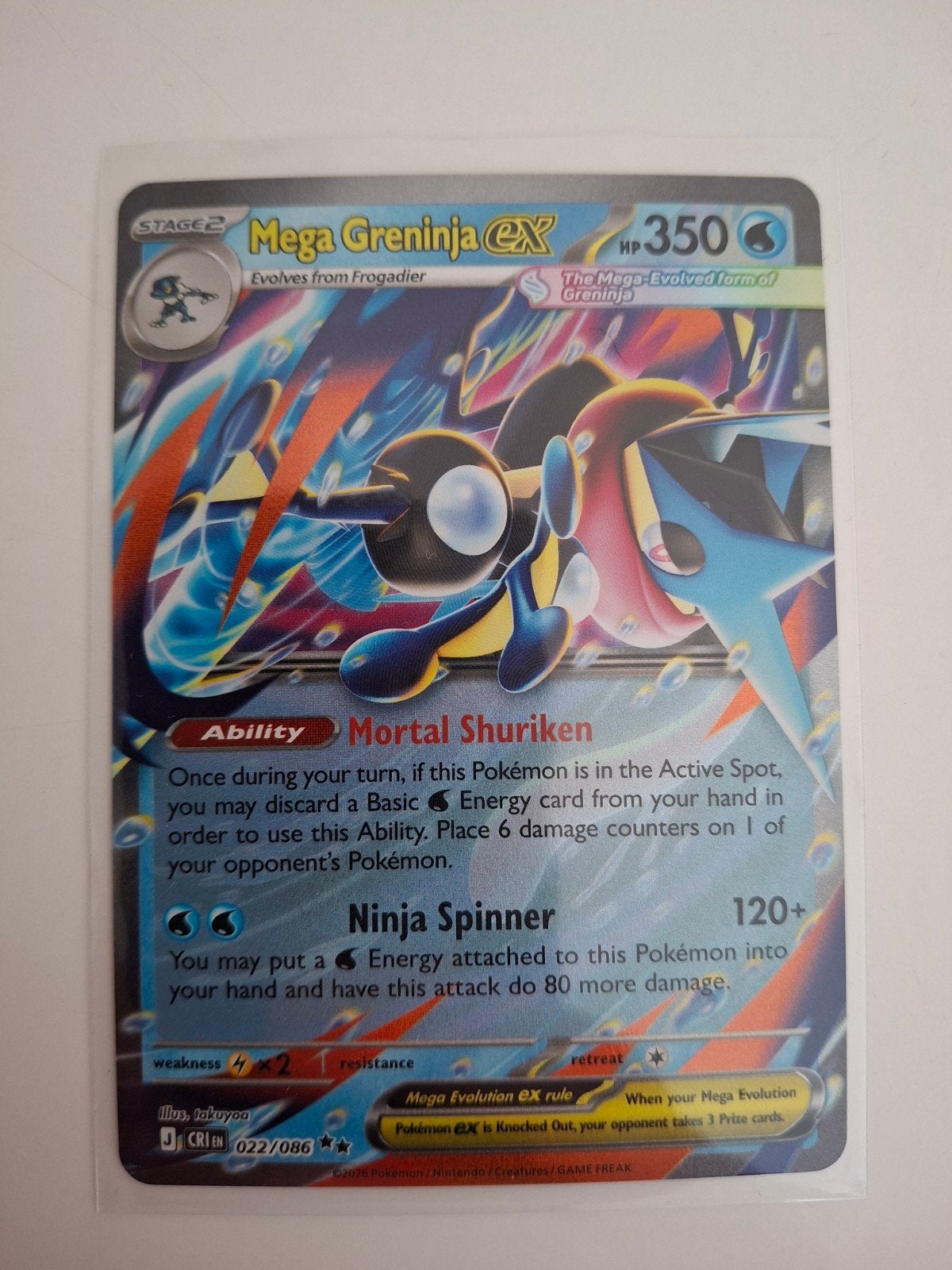 Mega Greninja ex - CRI 022 - ENG - NM, Ophalen of Verzenden
