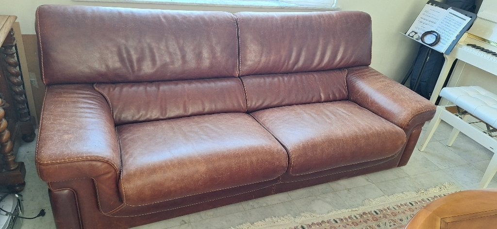 Divan Roche Bobois cuir vintage, Huis en Inrichting, Zetels | Zetels, Ophalen, Gebruikt, 100 tot 125 cm, Driepersoons