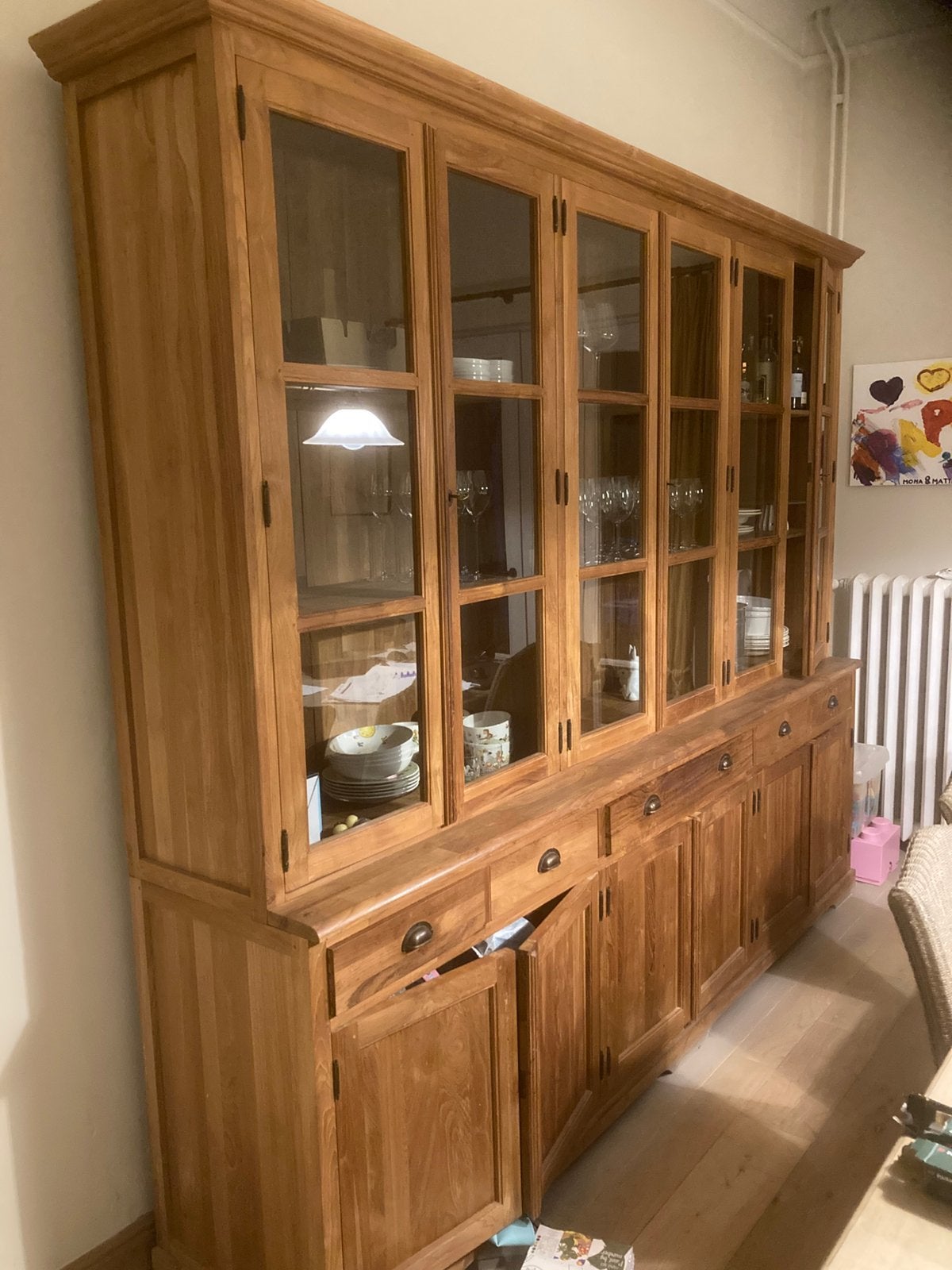 Mooie teak eetkamerkast, Ophalen, Met lade(s), 200 cm of meer, Teakhout