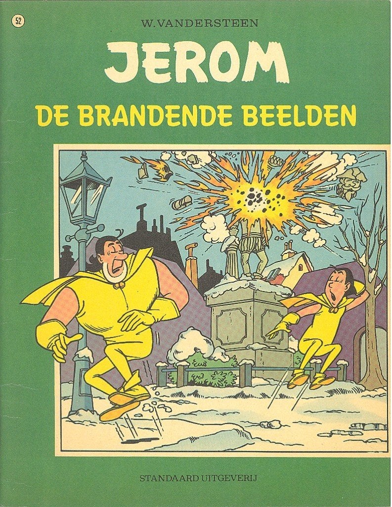 Jerom nr 52a - De brandende beelden (met de 2 stickers)., Boeken, Stripverhalen, Willy Vandersteen, Eén stripboek, Ophalen of Verzenden
