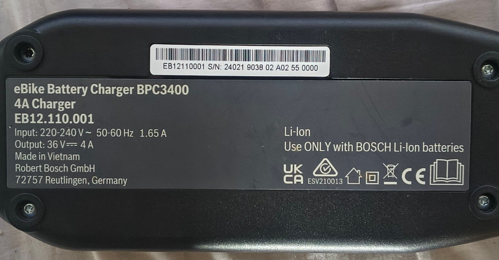 Chargeur de vélo électrique Bosch d'origine 4A, Comme neuf