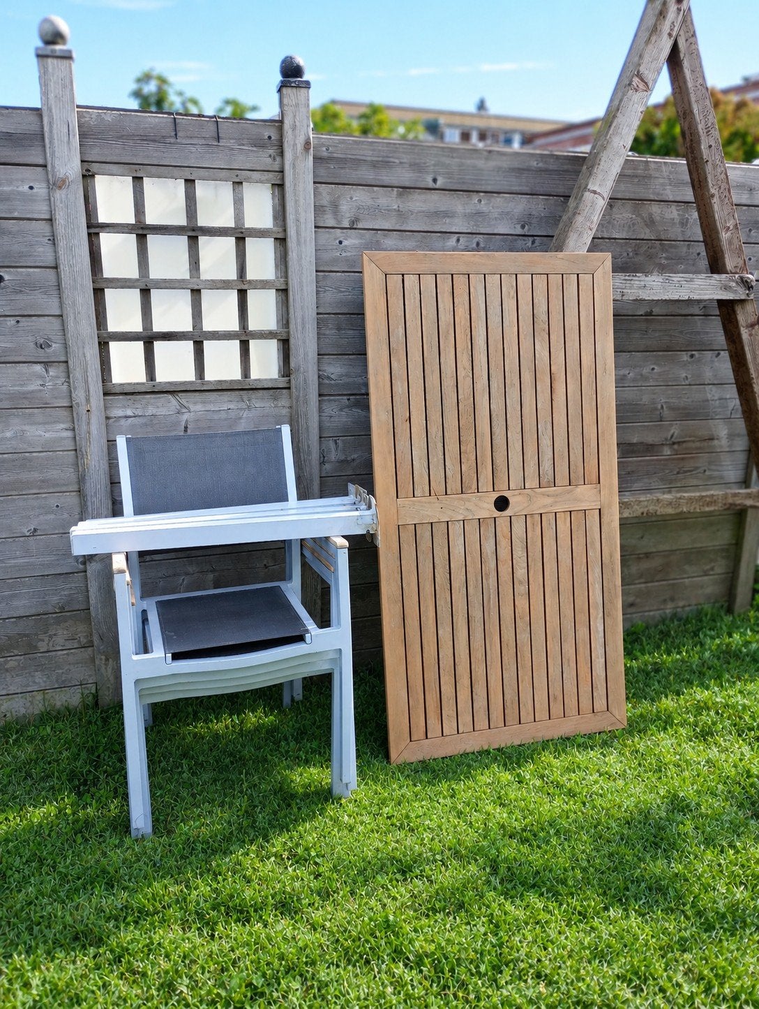 Mooie aluminium tuinset Teak  (150x80 cm), Enlèvement, Aluminium