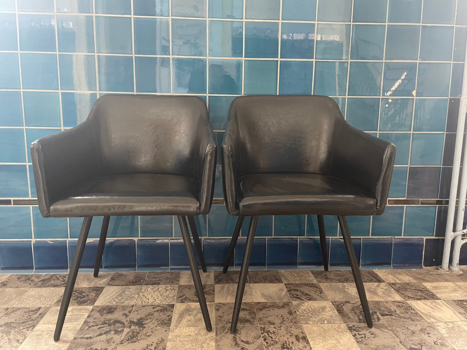 6 kuipstoelen voor €60, Ophalen, Modern design, Gebruikt, Zwart
