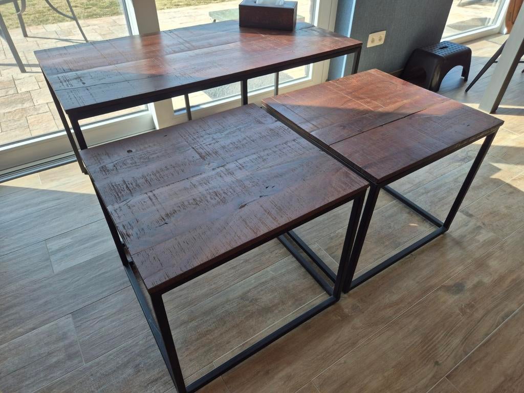 Set van 3 salontafels tropisch hardhout, Huis en Inrichting, Ophalen