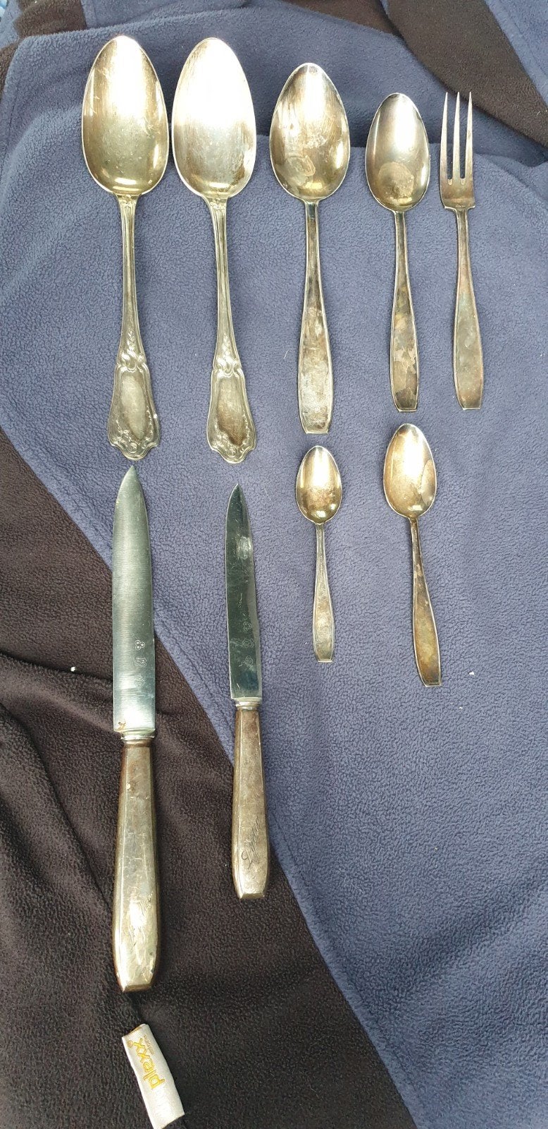 lot de cuillères, fourchettes, couteaux en argent massif, 0,, Antiquités & Art, Enlèvement, Argent