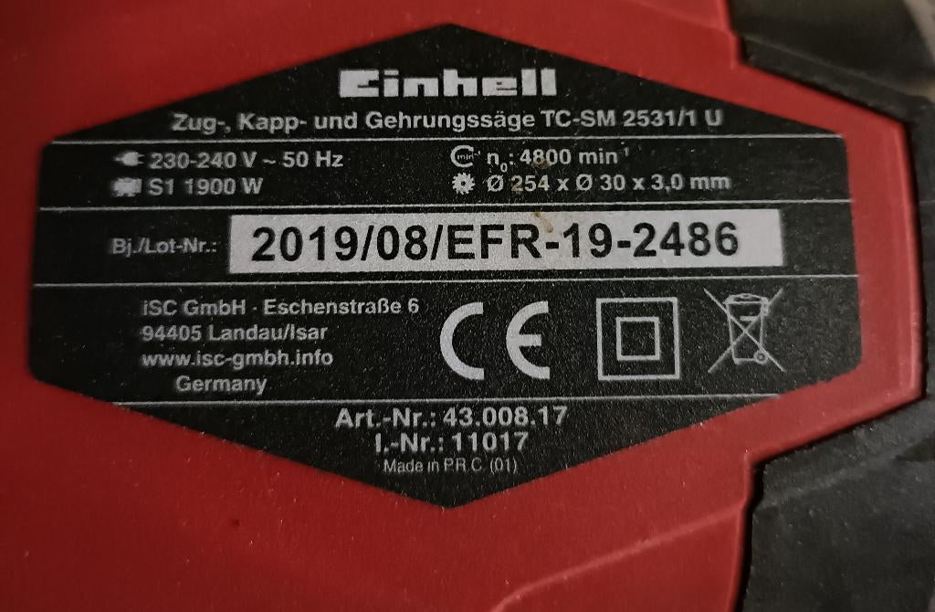 Verstekzaag, Ophalen, Zo goed als nieuw, Afkortzaag, 600 tot 1200 watt