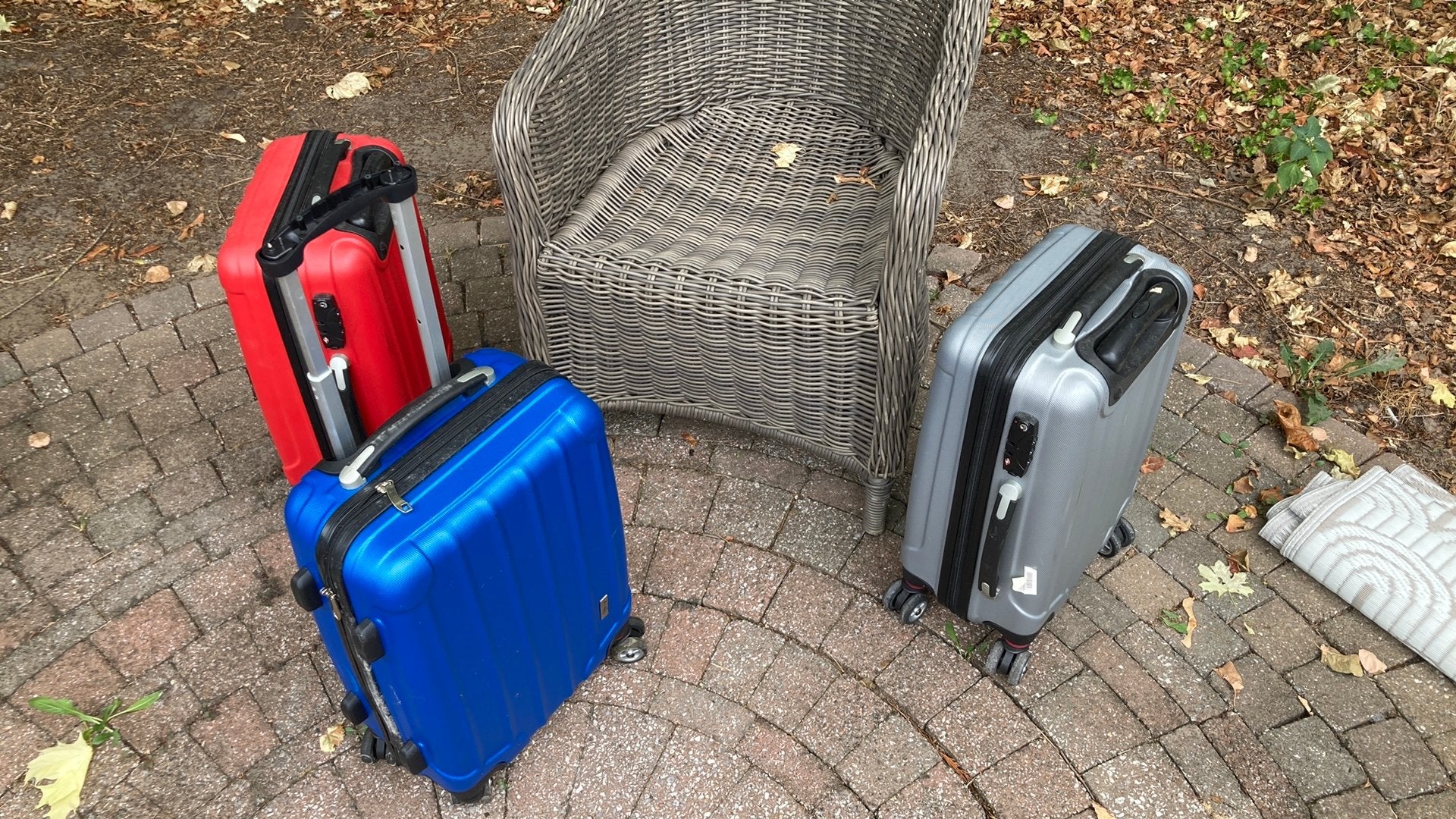 Set van 3 Handige Hardcase Reiskoffers / Trolleys, Ophalen, Zo goed als nieuw, Blauw, Wieltjes