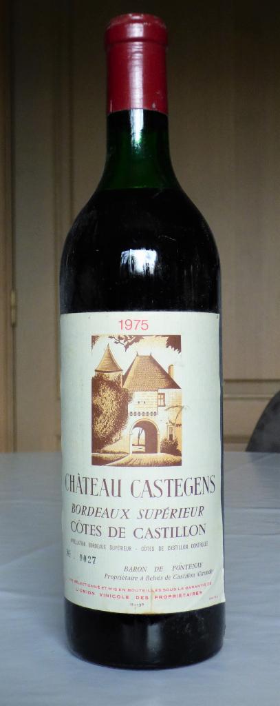 Fles Bordeaux wijn 1975 Château Castegens, Verzamelen, Ophalen, Frankrijk, Rode wijn
