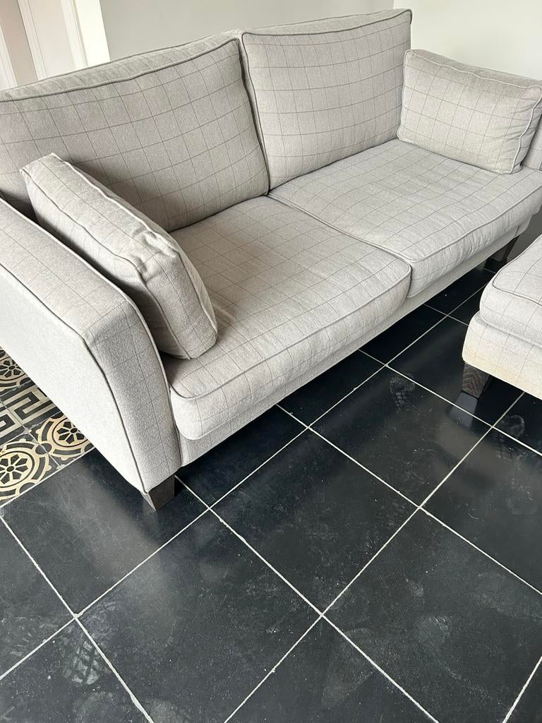 2 zitbank met poef, Huis en Inrichting, Ophalen, Tweepersoons, 75 tot 100 cm, Zo goed als nieuw
