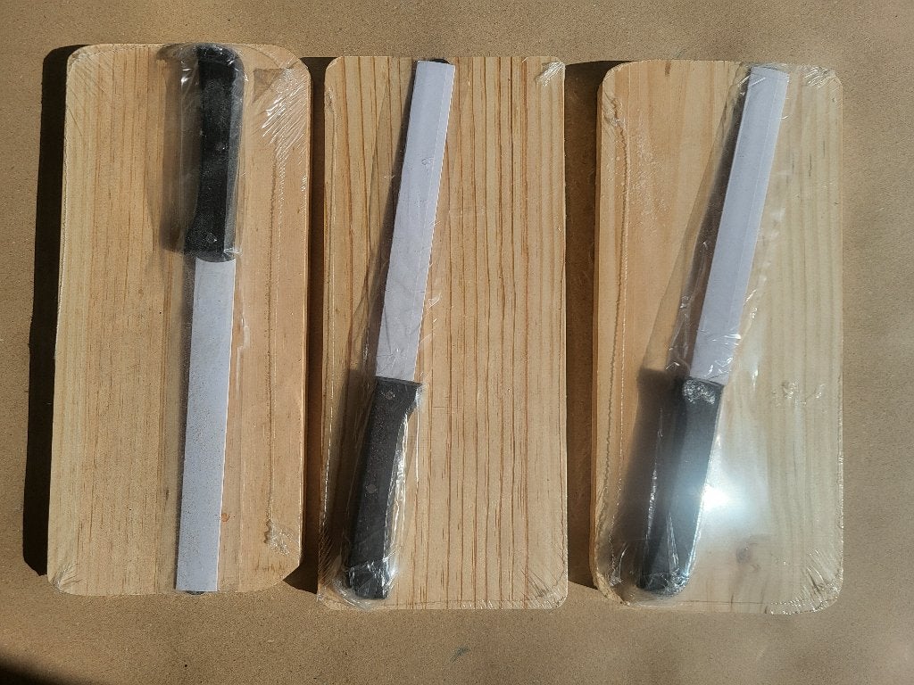 Lot de 3x planches à découper avec couteau, Huis en Inrichting, Keuken | Bestek, Verzenden, Los bestek, Nieuw, Snijmes