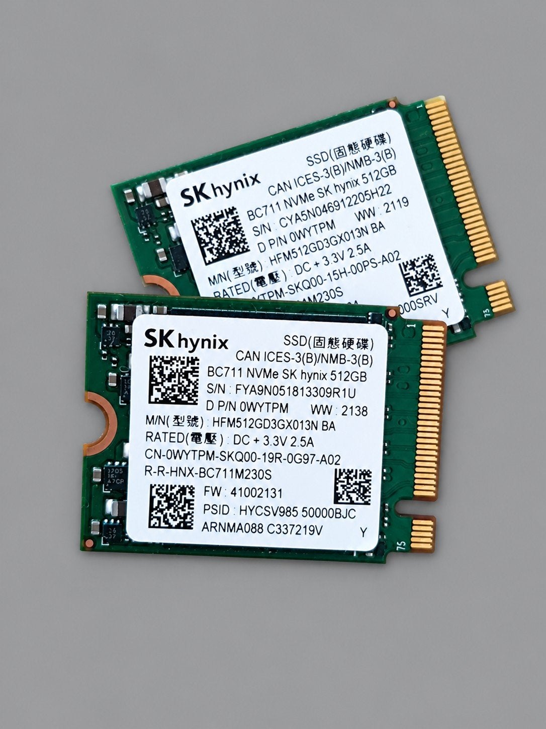 Lot de 2 x SK hynix SSD 512 Go M2 M.2 NVME, SK hynix, Enlèvement ou Envoi, SSD, Interne