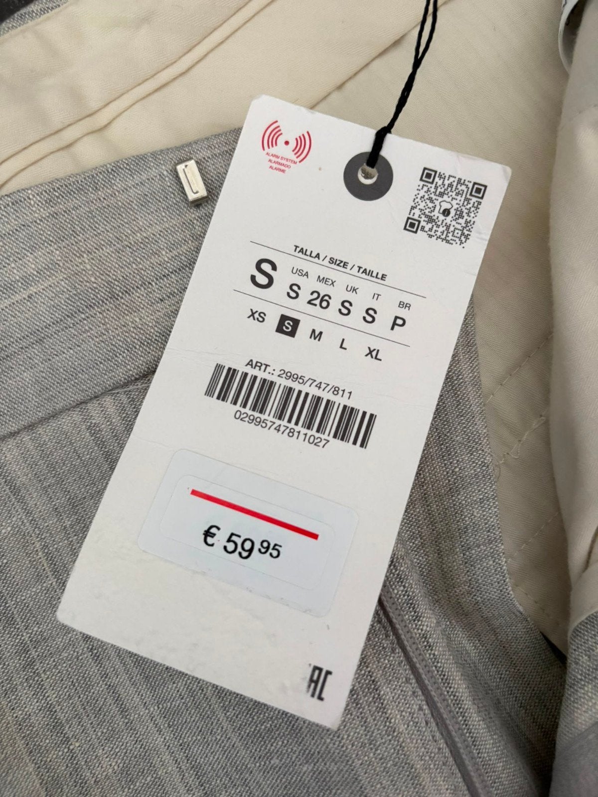 Pantalon gris clair classique - Taille S, Enlèvement, Gris