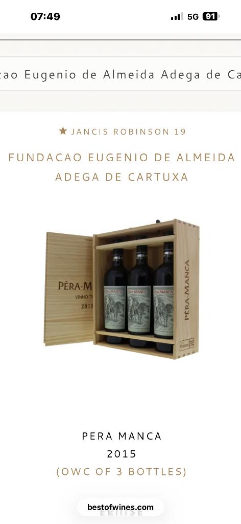 Pera manca 2015 caisse de trois bouteilles, Collections, Vins, Neuf, Autres régions, Enlèvement ou Envoi, Vin rouge
