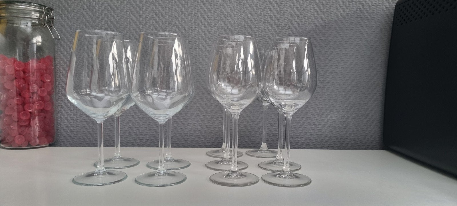 Lot de 10 verres à vin – 6 verres à vin blanc + 4 grands, Enlèvement, Utilisé, Autres types