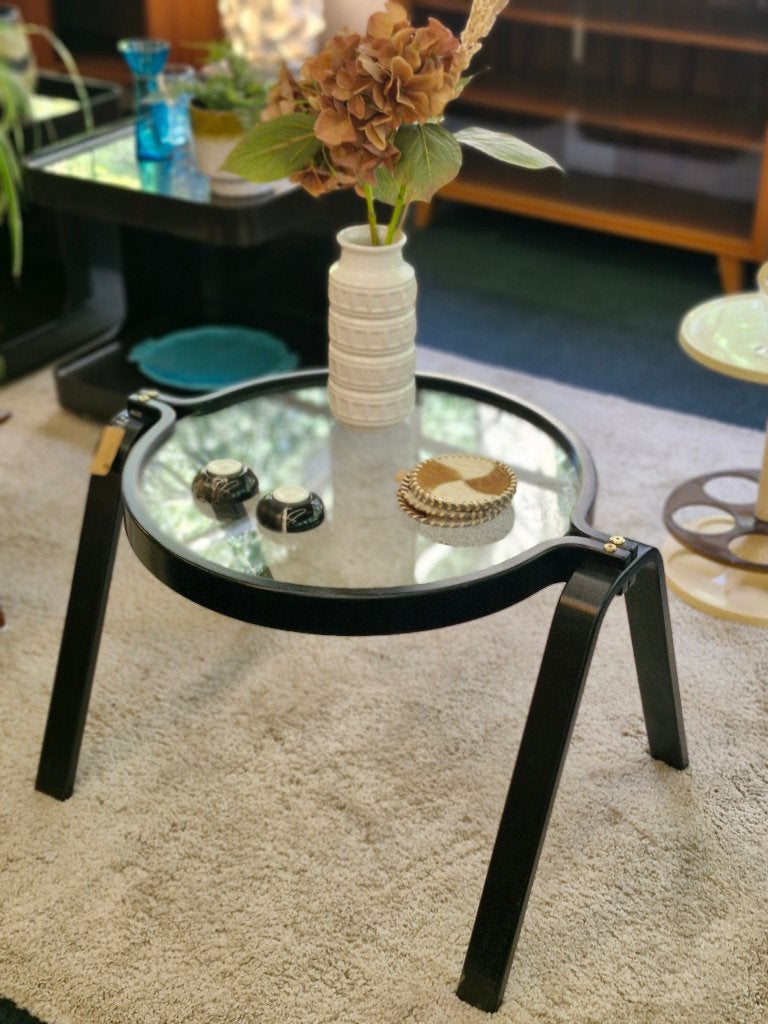 Scandinavische vintage design salontafel, Ophalen, Gebruikt, Glas, Vintage