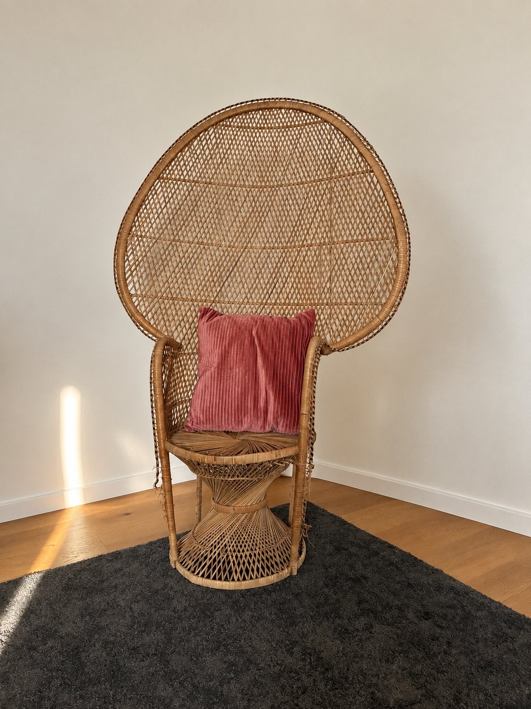Vintage rotan pauwenstoel / Emmanuelle stoel, Ophalen