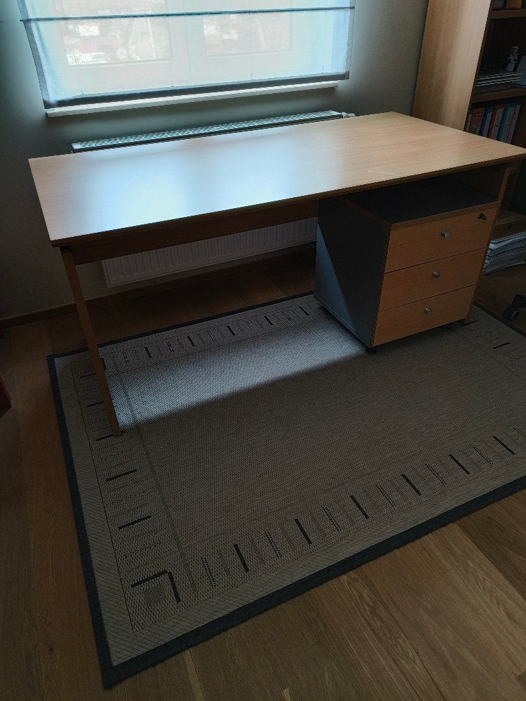 bureau met bijhorend ladeblok op wieltjes, Huis en Inrichting, Ophalen, In hoogte verstelbaar
