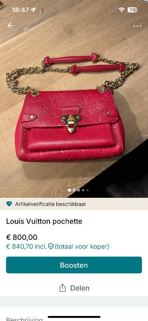Handtas Louis Vuitton, Ophalen of Verzenden, Gebruikt, Rood, Handtas