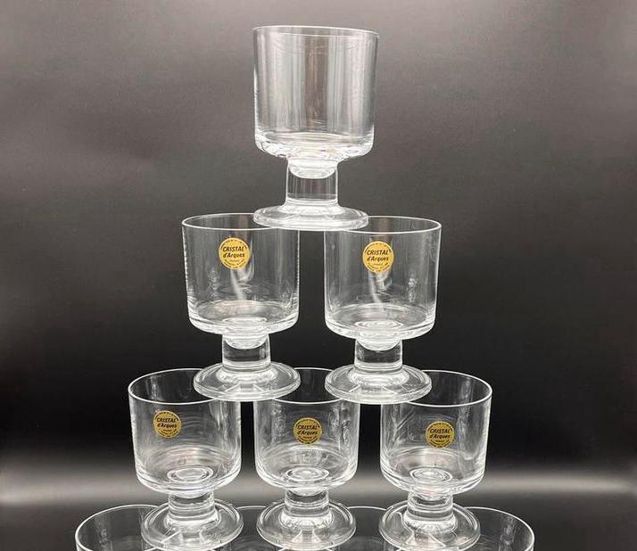 6 vintage kristallen glazen Cristal d’Arques New Line, Antiek en Kunst, Antiek | Glaswerk en Kristal, Ophalen of Verzenden