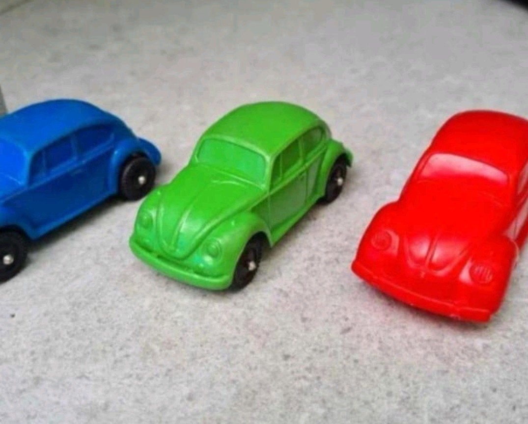 Vintage 4 Rubberen Volkswagens jaren 60´70  4 stuks @, Ophalen of Verzenden