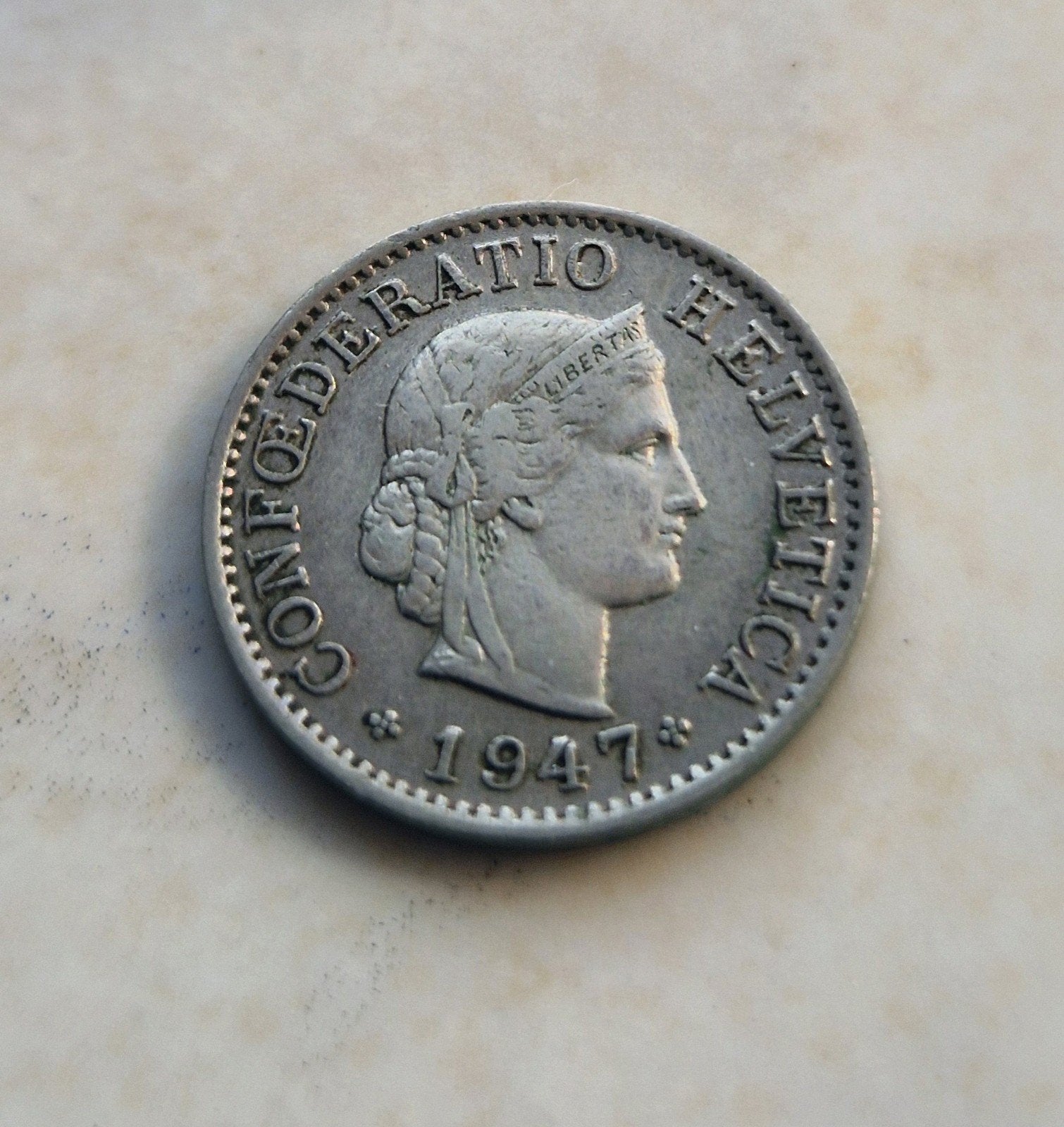 1947 Switerland , 5 Rappen Coin, Ophalen of Verzenden