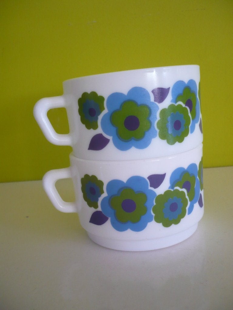 2 vintage soeptassen arcopal Lotus bloem, Verzamelen, Retro, Ophalen of Verzenden, Huis en Inrichting
