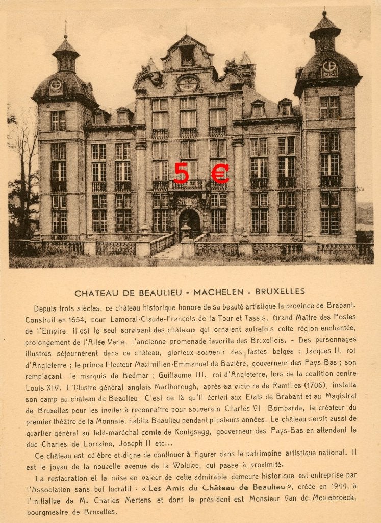 carte postale - Château de Beaulieu - Machelen, Envoi