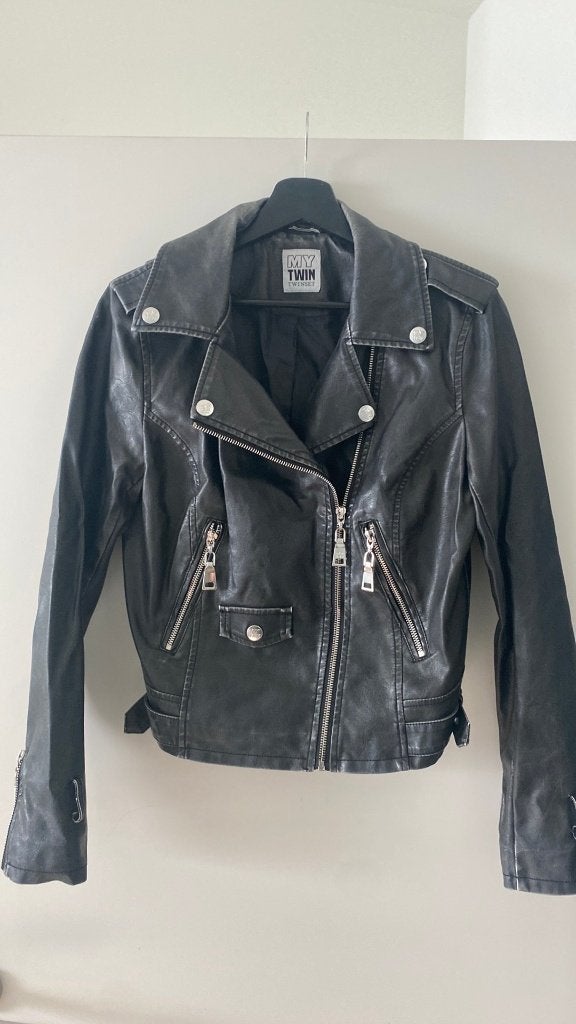 Bikerjas leder zwart, Kleding | Dames, Ophalen, Twinset, Zwart, Maat 36 (S)