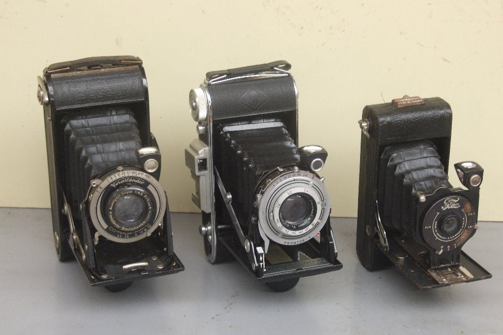 Fotocamera 3 antieke einde verzamelen, verhuis kleiner wonen, Ophalen of Verzenden, Gebruikt