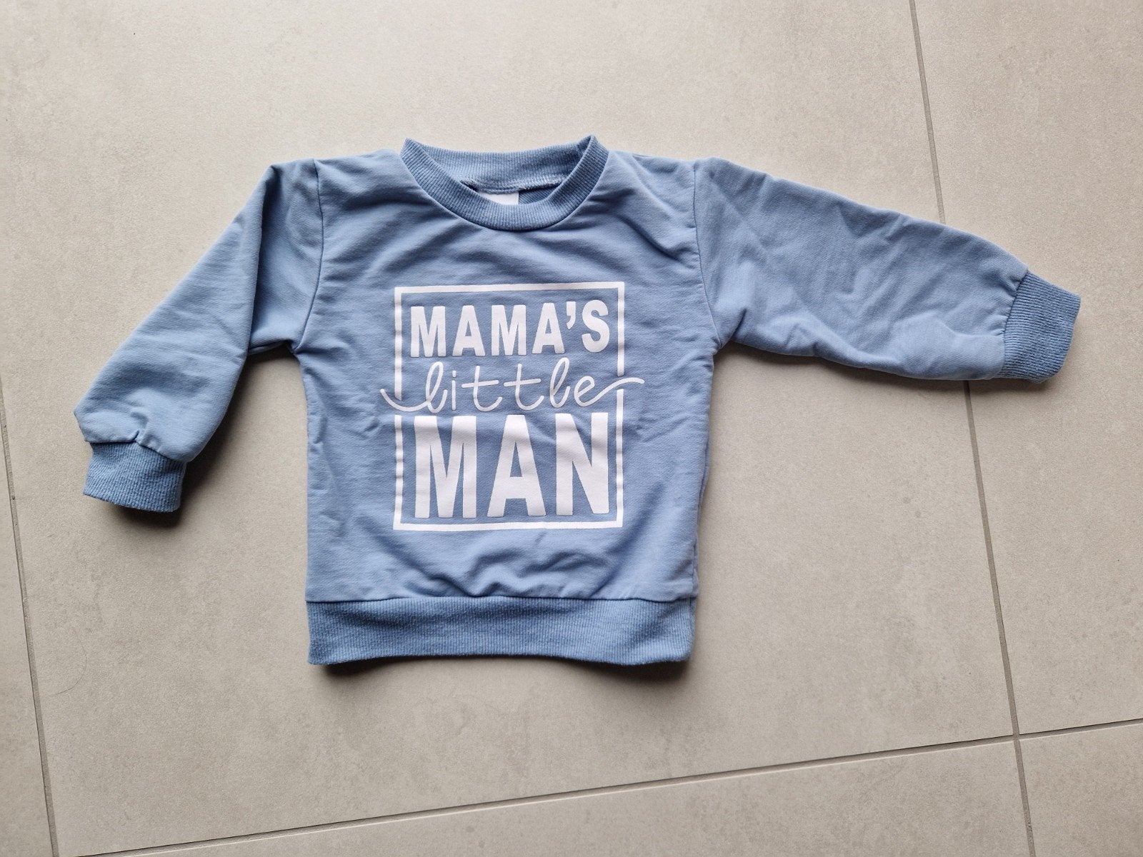 lichtblauwe sweatshirt met tekst op maat 74, Ophalen of Verzenden, Zo goed als nieuw, Jongetje, Shirtje of Longsleeve