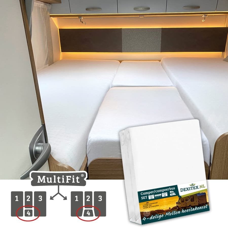 Molton hoeslakenset - 4 delig met midden matras, Caravans en Kamperen, Caravanaccessoires