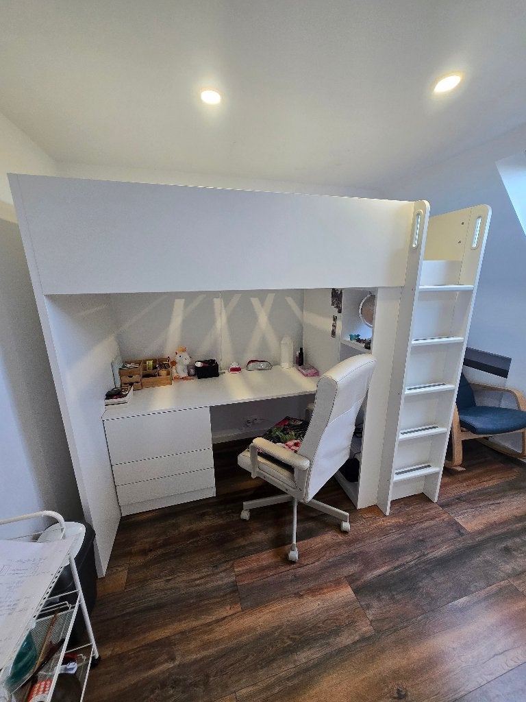 lit mezzanine blanc avec bureau (sans matelas), Enlèvement, Utilisé, Lit mezzanine