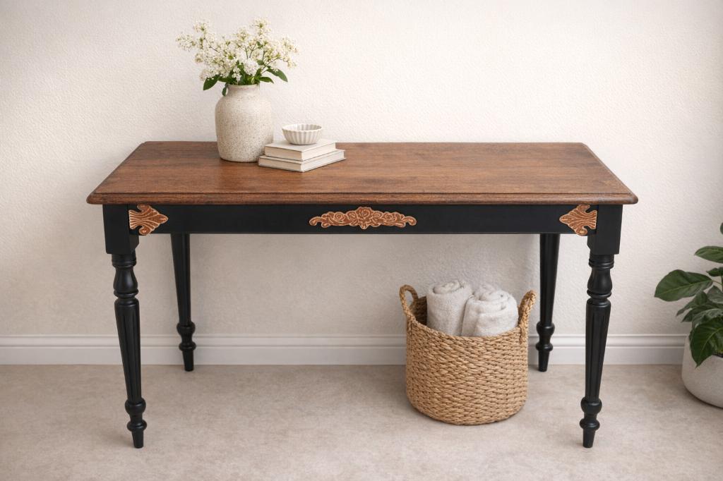 Table d'entrée, pieds tournés, chêne Français., Enlèvement, Utilisé, 75 cm ou plus, Rectangulaire