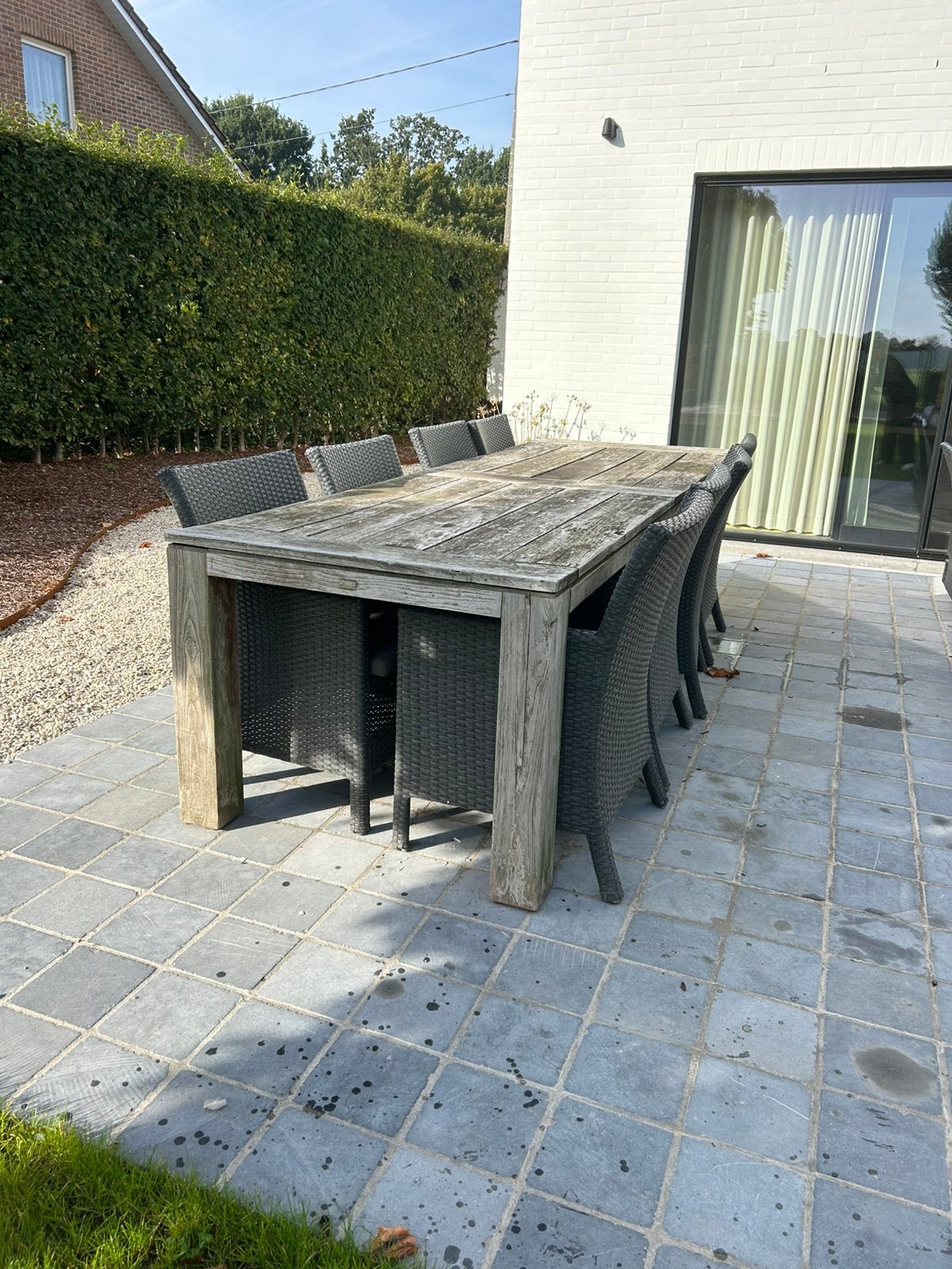 Tuintafel met tuinset gratis, Tuin en Terras, Ophalen, Zo goed als nieuw, Veranda