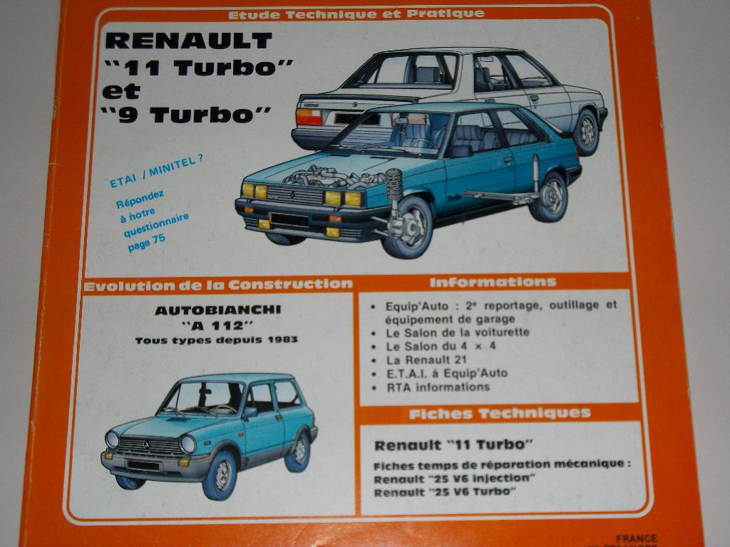 revue technique renault R9 et R11 turbo de 1984-1988, Enlèvement ou Envoi