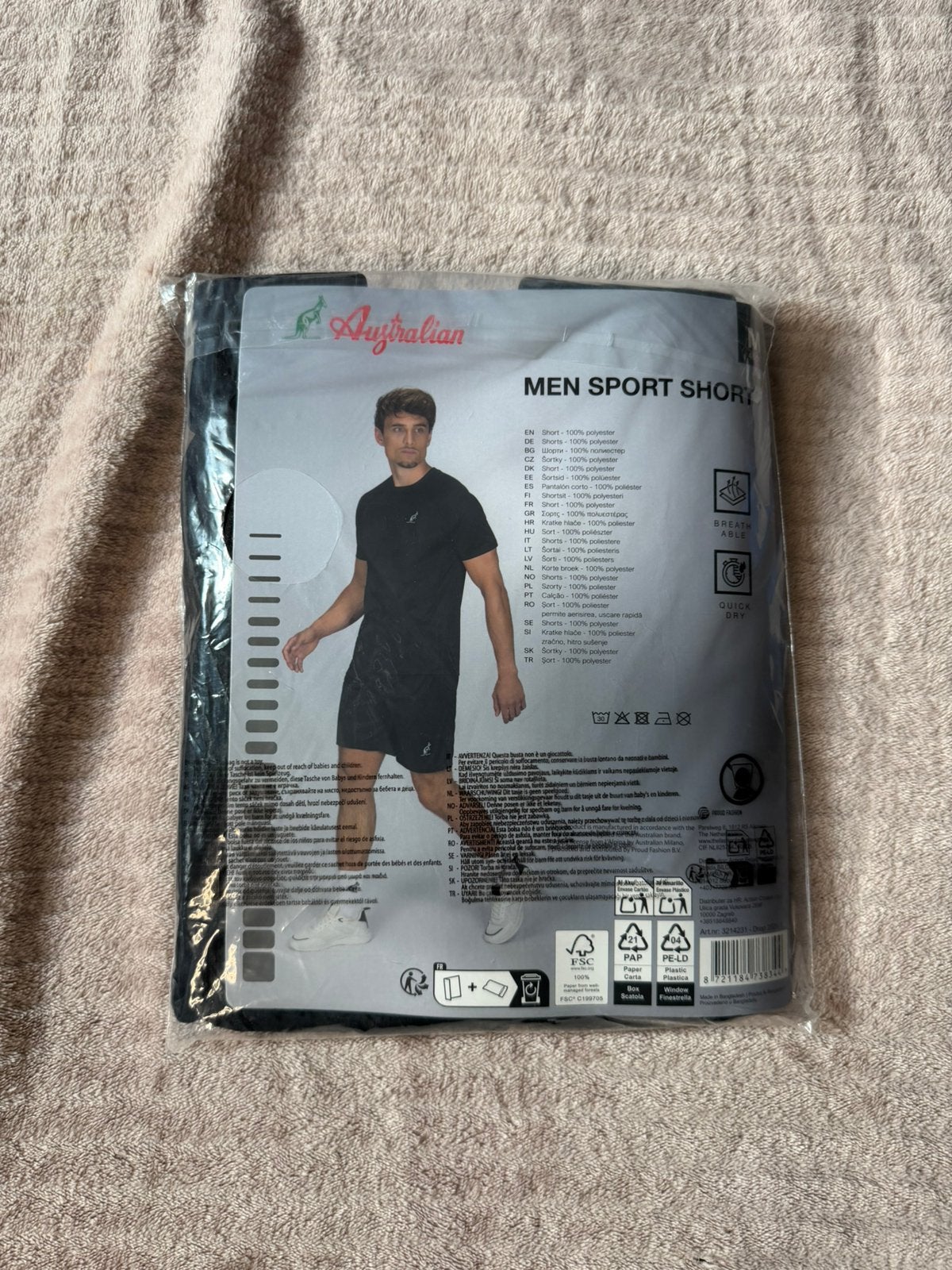 Short de sport noir Australian - Neuf (avec mesures), Envoi, Comme neuf, Noir, Fitness