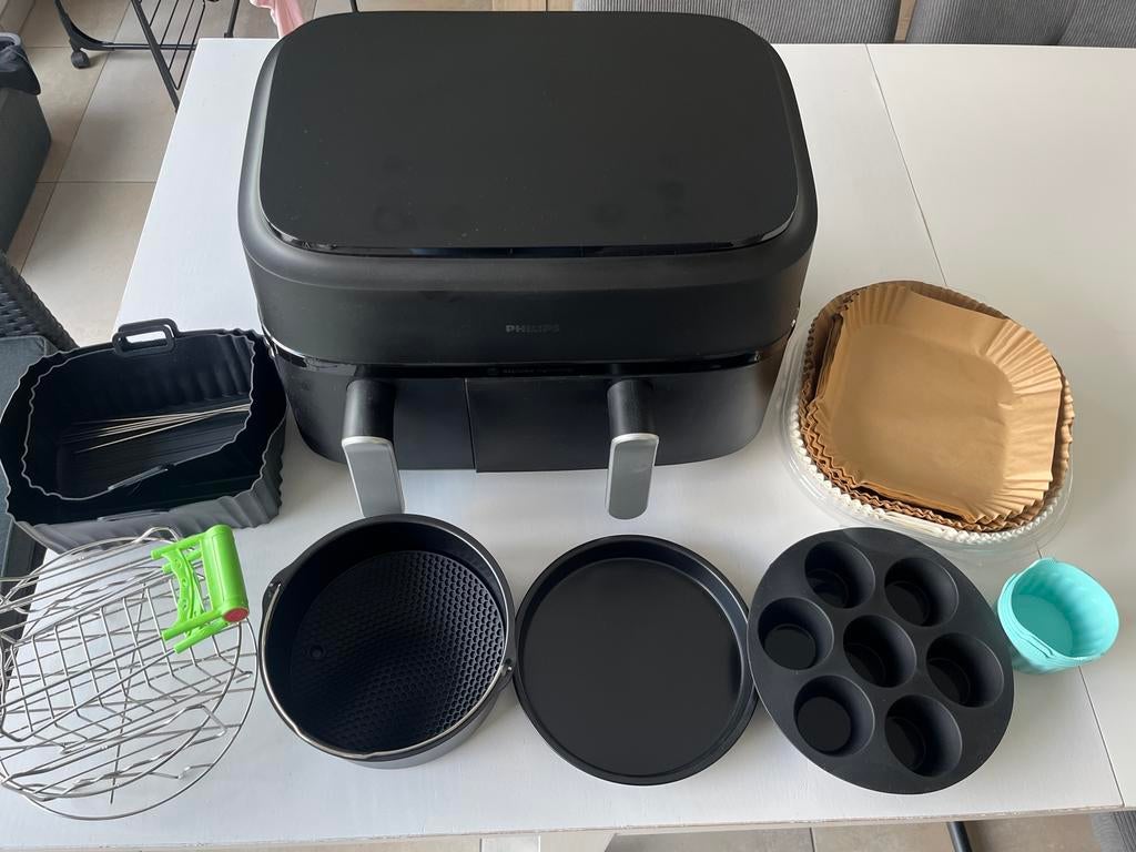 Philips Dual Airfryer 3000 + accessoires, Ophalen, Zo goed als nieuw, Airfryer