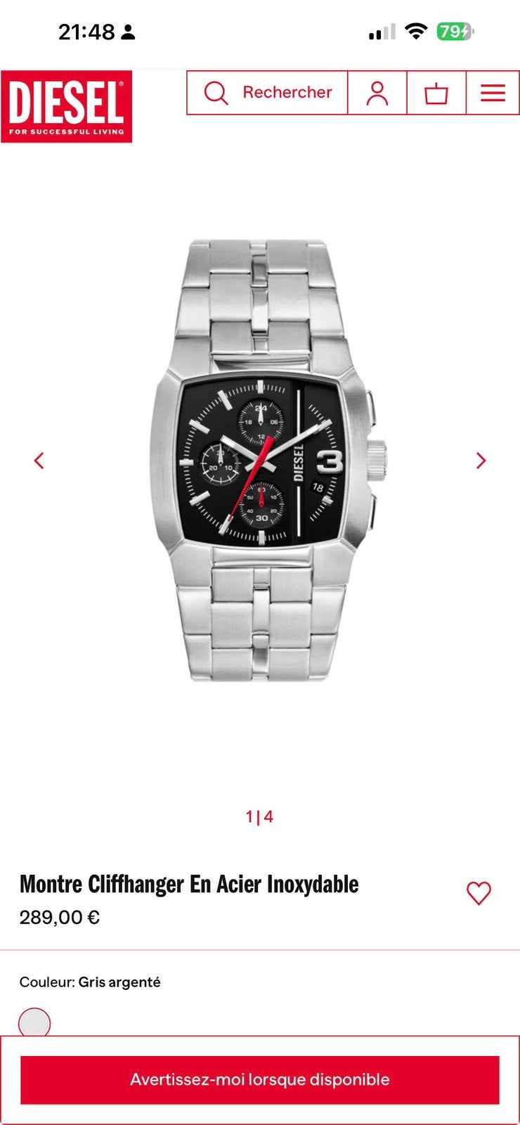 Montre Diesel Cliffhanger En Acier Inoxydable, Enlèvement ou Envoi, Comme neuf, Acier, Acier