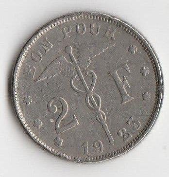 2 francs bon pour 1923 belgique, Enlèvement ou Envoi, Monnaie en vrac