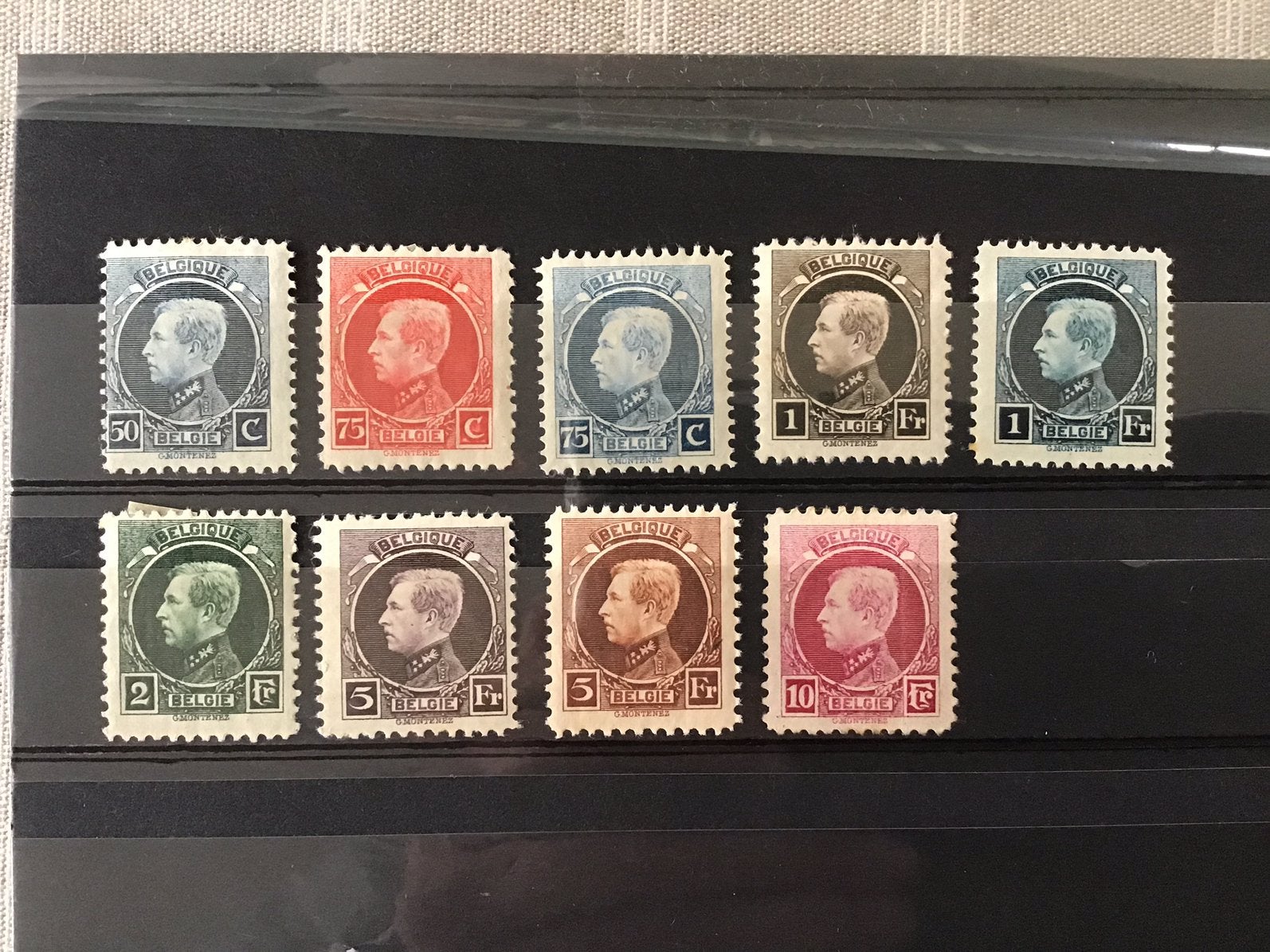 Belgie: postzegels 211/219 (type montenez), Ophalen of Verzenden, Met plakker
