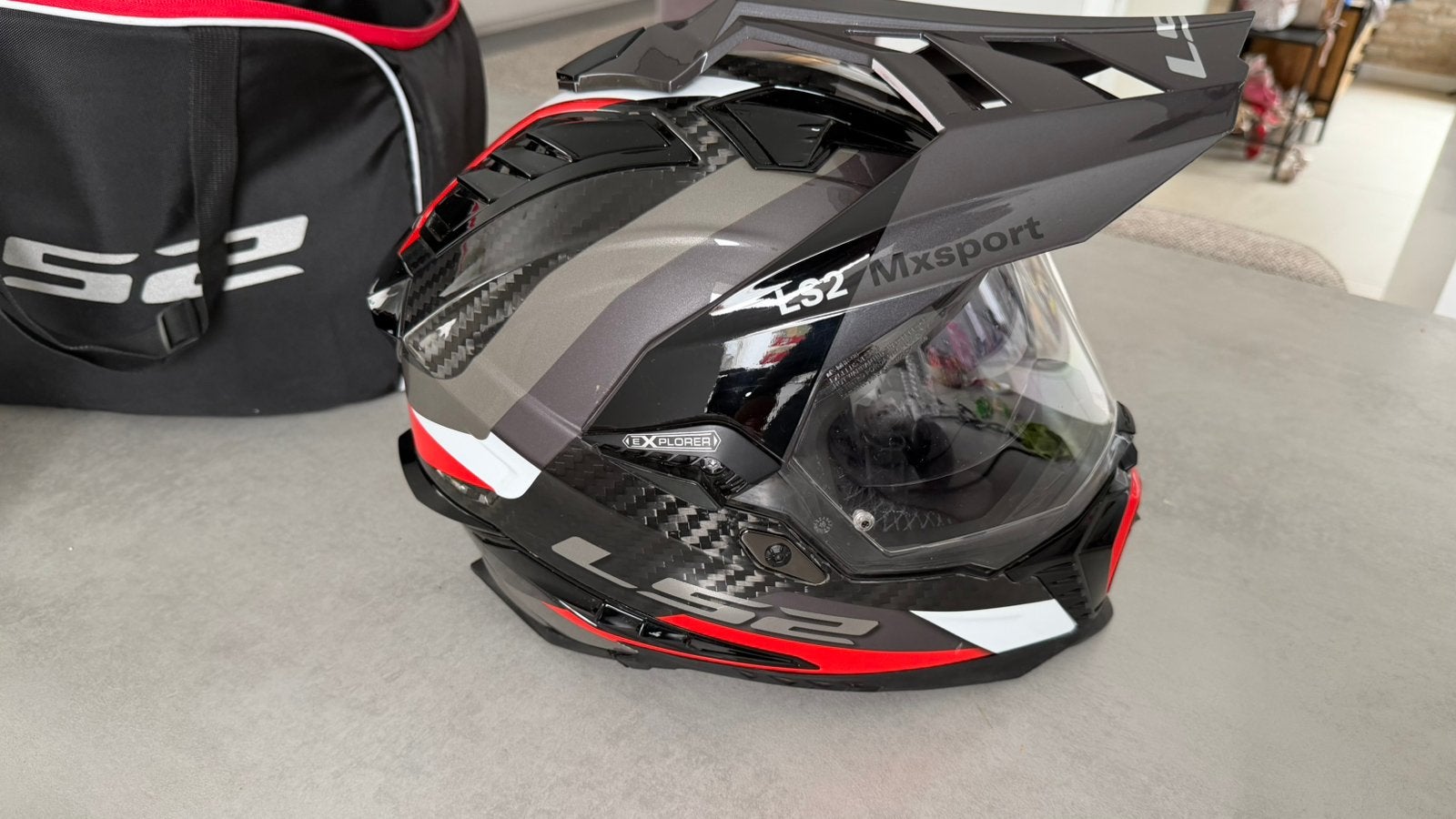 LS2 Helm Explorer Frontier MX701 titanium / rood, Motoren, Kleding | Motorhelmen, Ophalen, XL