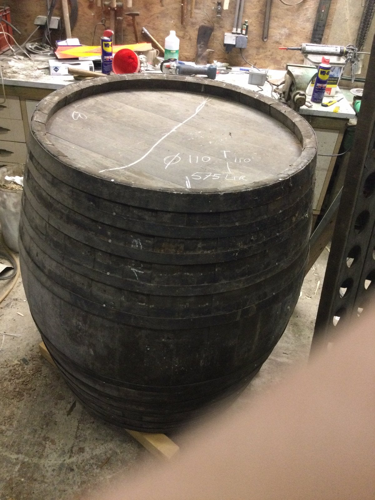 Groot wijnvat 500liter eiken hangtafel of basis voor bar, Tuin en Terras, Ophalen, Gebruikt