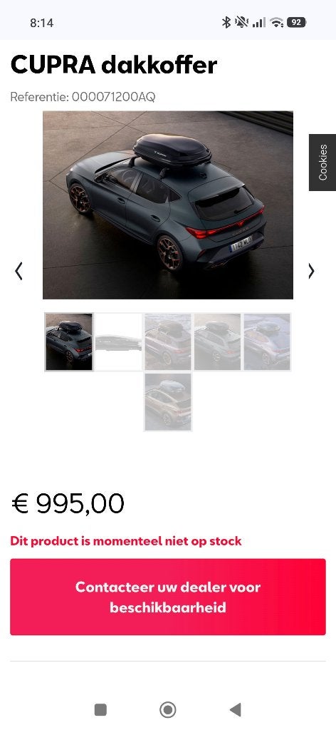 Dakkoffer Cupra plus dakdragers, Ophalen, Nieuw