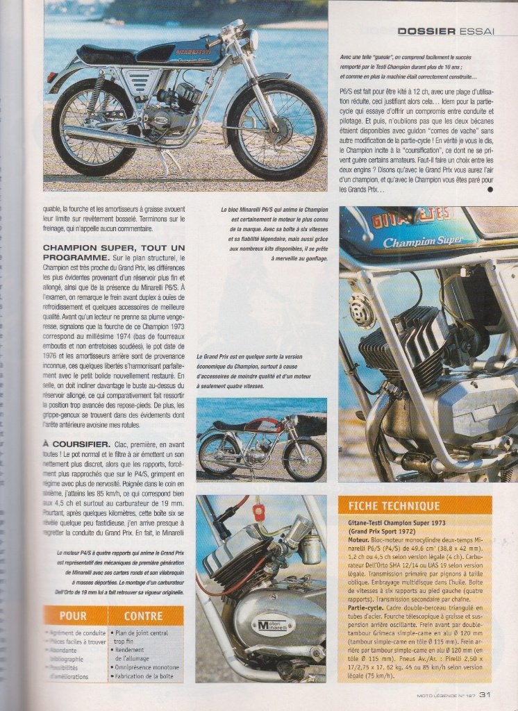 Cyclomoteur Bromfiets Gitane Testi Champion super collection, Verzenden, Gelezen