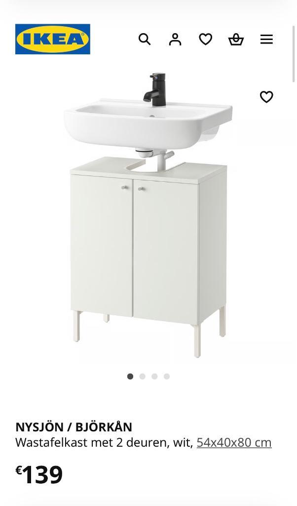 Wastafelkast Ikea -  50 euro - zeer mooie staat, Ophalen, 50 tot 100 cm, Zo goed als nieuw, Minder dan 100 cm