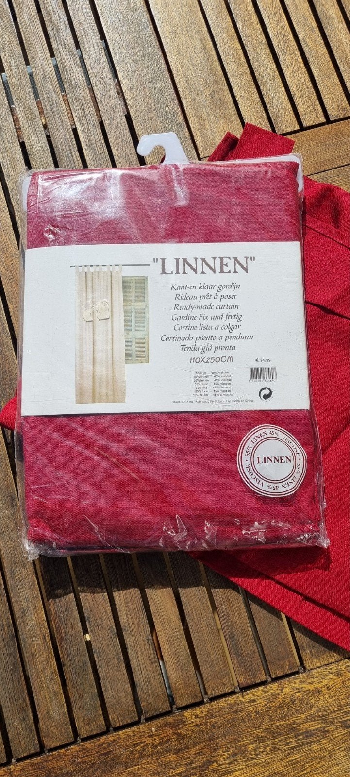 Rideau rouge brique effet lin neuf (110250cm), Maison & Meubles, Ameublement | Rideaux & Stores à lamelles, Neuf, Enlèvement